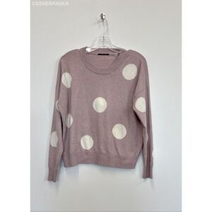 T Tahari Pink/White Crewneck Sweater - Size M